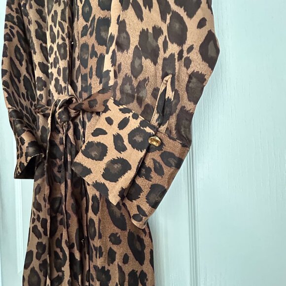 ZARA Leopard Print Button-Down Midi Dress (XS) - Picture 2 of 5